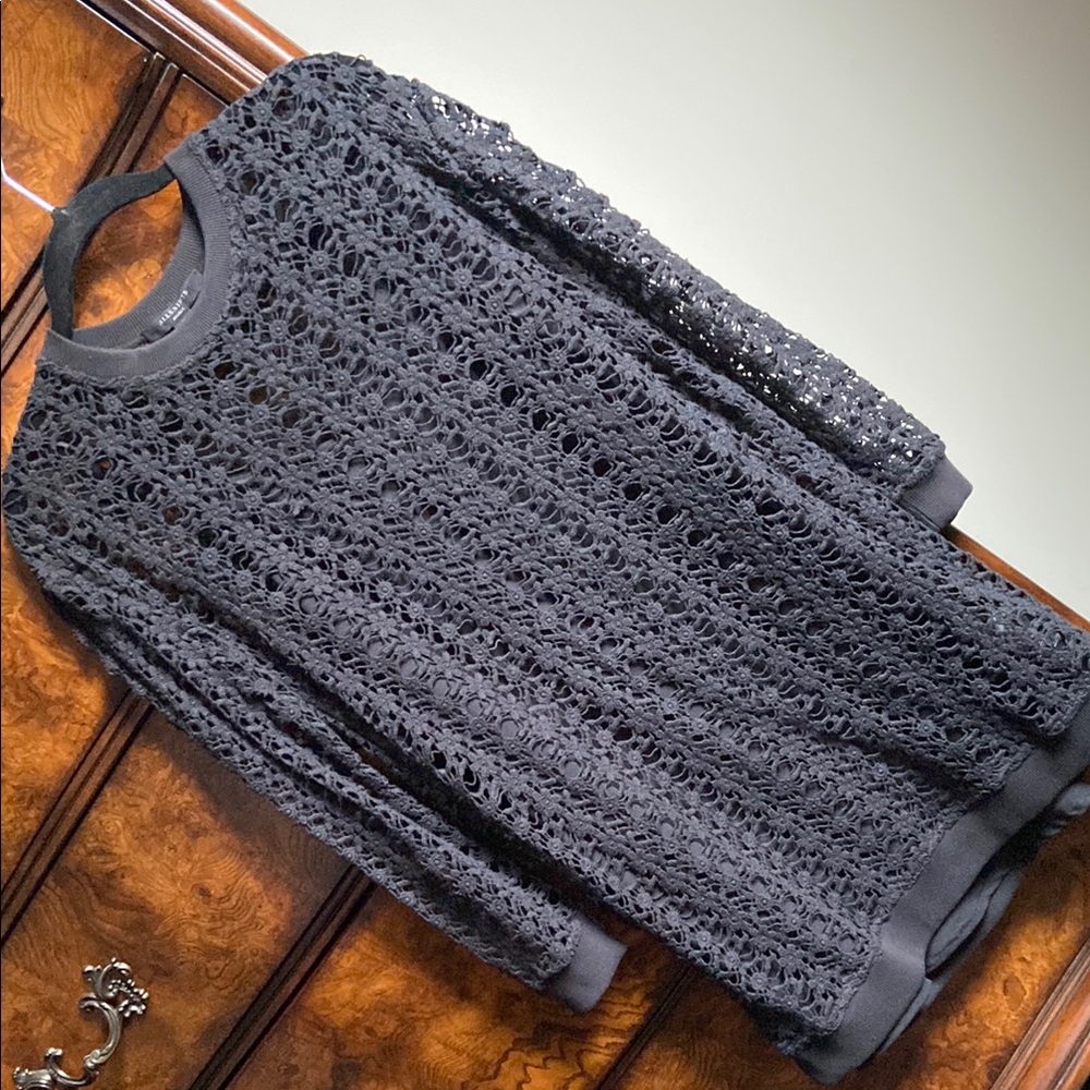All Saints Black Crochet Knit Top/ dress
